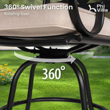 PHI VILLA 5 Piece Patio Bar Set,Outdoor Bar Table and Chairs Set, Strong and Heavy Duty Outdoor Bar Set with Cushion and Pillow，4PC Swivel Bar Stools with Rectangular Bar Height Table PHI VILLA