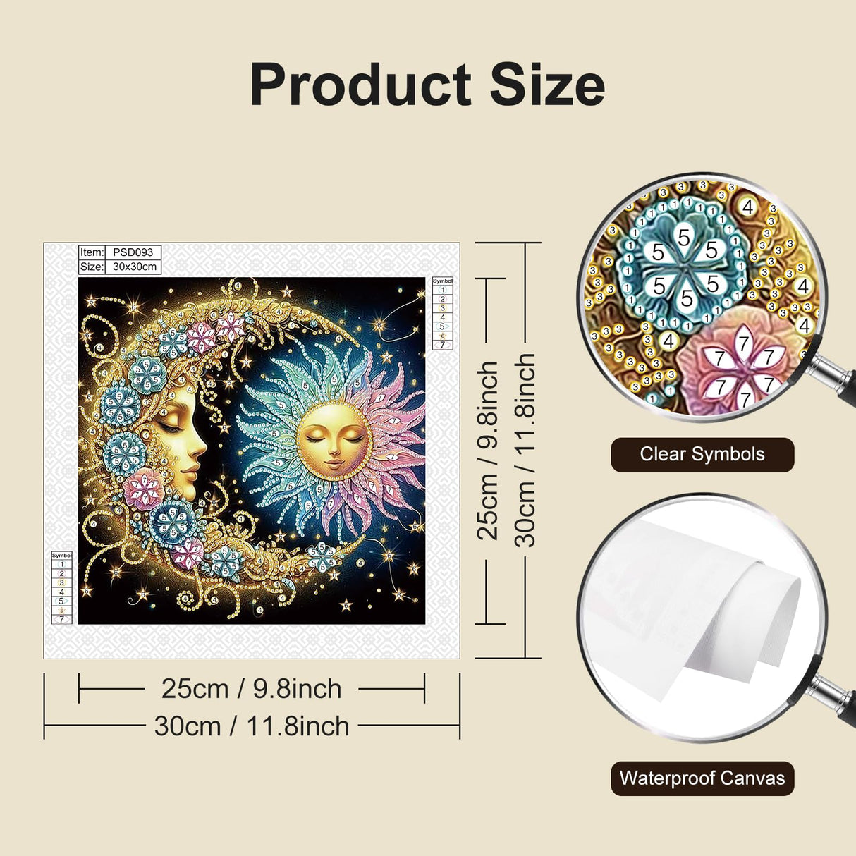 Stalente Diamond Painting Kits for Adults, 5D Special Shape Diamond Art Kits for Beginners, Crystal Rhinestones Diamond Painting for Home Wall Decoration Gift 12×12inch, Sun and Moon Stalente