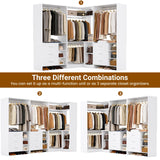 Aheaplus Closet System with 6 Drawers, 4 Hanging Rods & Corner Tower, Corner Closet System with Hanging, 92.6" L-Shaped Walk-In Wardrobe Organizer, 2000+ lbs Capacity, Set of 3, White Aheaplus