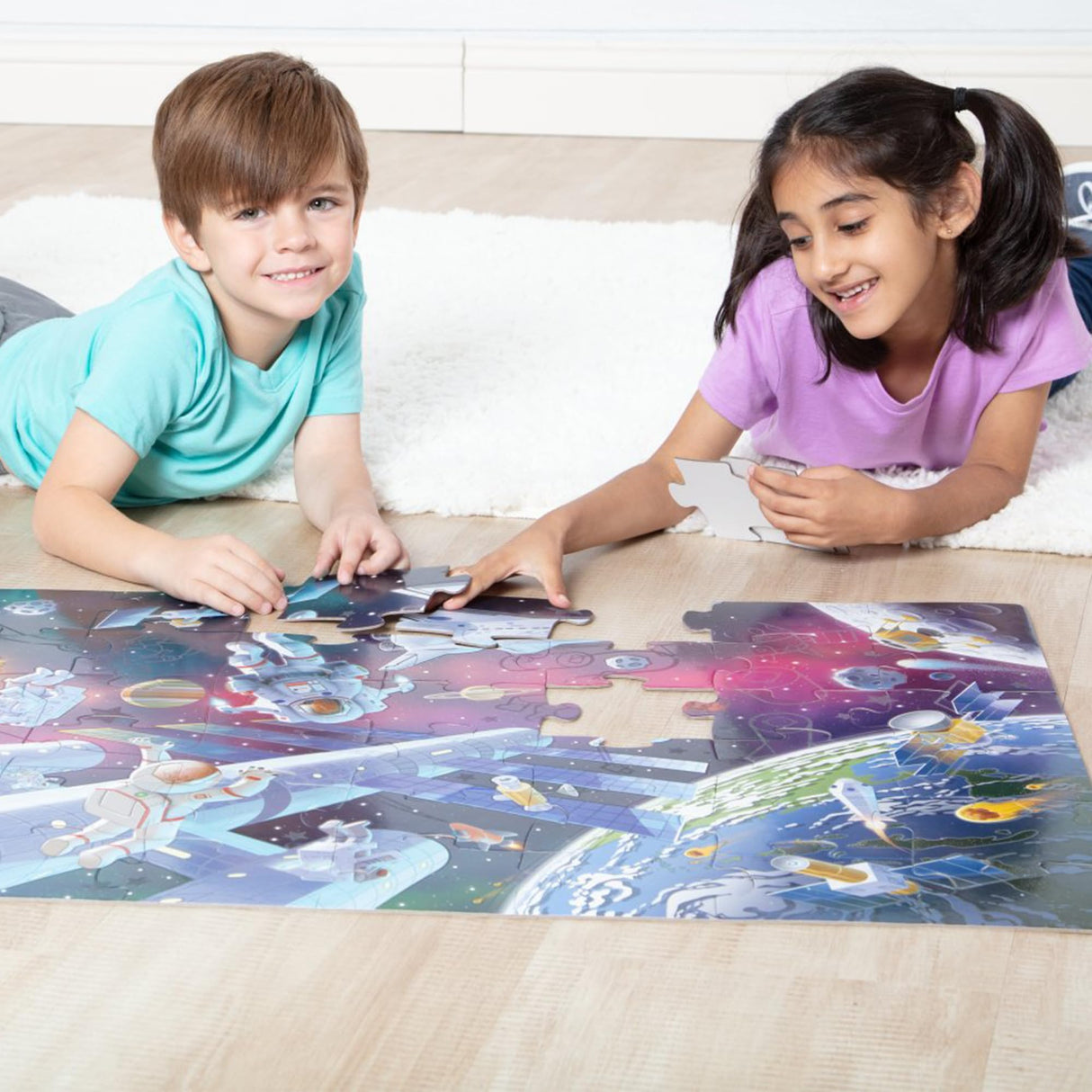Melissa & Doug Outer Space Glow-in-the-Dark Cardboard Jigsaw Floor Puzzle – 48 Pieces, for Boys and Girls 3+ - FSC Certified Melissa & Doug