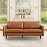 Tbfit 80" Faux Leather Couch, Mid Century Modern Sofa Living Room, 3 Seater Sofa for Small Space Bedroom Office Apartment, Brown Tbfit