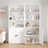 IRONCK Modern Bookshelf with Storage, 5-Tier Farmhouse Bookcase, Storage Cabinet for Home Office, Living Room, White IRONCK