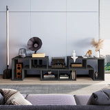 Tangkula 3 Pieces Console TV Stand, Free-Combination Entertainment Center for 50 55 60 65 Inch TV, Minimalist Modern TV Media Stand, DIY Open Storage Bookcase Shelf for Living Room (Black) Tangkula