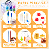 262 Pack Embroidery Thread Floss Kit Including 200 Colors 8 M/Pcs Cross Stitch Sewing Thread with Floss Bins and 62 Pcs Cross Stitch Tool,4-Tier Transparent Storage Box BYMORE