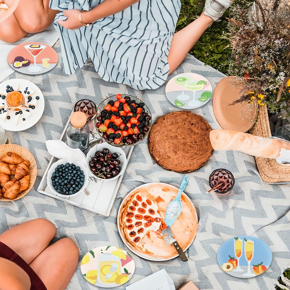 6 Pcs Diamond Painting Coasters Kits with Holder,Cocktail Diamond Art Coasters Set for Drinks Coffee Table, Gem Painting kit for Beginners Adults DIY Art Craft Gifts Home Decors (Cocktail) Bulerrylulu