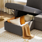 VanAcc Sofa Bed, Sleeper Sofa with Storage Chaise- 2 in 1 Pull Out Couch Living Room, Comfy Sleeper Couch, Grey Boucle VanAcc