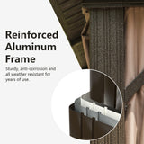 Domi Hardtop Gazebo 10' X 12', Permanent Outdoor Galvanized Steel Roof Gazebo with Aluminum Frame, Pavilion Metal Gazebos with Netting & Curtains for Garden, Patios, Lawns, Parties(Dark Brown) domi outdoor living