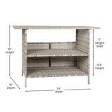 Flash Furniture Marco Indoor/Outdoor Patio Bar Counter Table, All-Weather Wicker Rattan Pattern, 2 Shelves, Gray Flash Furniture