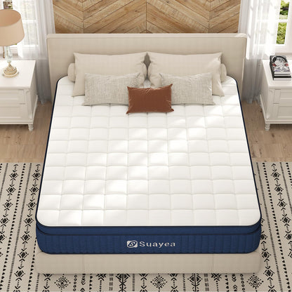 Queen Mattress, 14 Inch Queen Size Mattress in a Box, Hybrid Mattress Queen Size, Ultimate Motion Isolation with Gel Memory Foam and Pocket Spring, Medium Firm, Edge Support