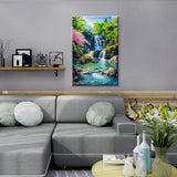 JOOZ Paint by Numbers Kit for Adults with Frame, Landscape Paint by Number with Easel, Mountain Waterfall Paint by Number Canvas, DIY Landscape Oil Painting Kit for Home Wall Decor 8x12 Inch JOOZ