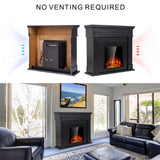 JAMFLY Electric Fireplace Mantel Package Wooden Surround Firebox TV Stand Free Standing Electric Fireplace Heater with Logs, Adjustable Led Flame, Remote Control, 750W-1500W (Black) 1 JAMFLY
