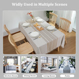 JIALE Tablecloths for Rectangle Tables, Cotton Linen Table Cloth Waterproof Tablecloth Wrinkle Free Farmhouse Dining Table Cover, Soft Fabric Table Cloths with Tassels, Brown, 55" X 70", 4-6 Seats JIALE