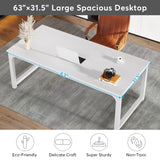 Tribesigns Modern Computer Desk, 63 x 31.5 inch Large Executive Office Desk Computer Table Study Writing Desk Workstation for Home Office, Spliced Desktop, White Tribesigns