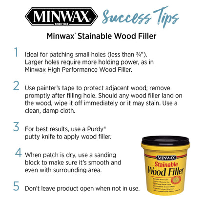 Minwax 42853000 Stainable Wood Filler, 16 oz, Natural, 16 Ounce