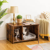HOOBRO Cat Litter Box Enclosure, Hidden Cat Litter Box Furniture with Louvered Door, Spacious Hidden Cat Washroom with Divider, Cat Furniture Cabinet, 31.5"L x 17.7"W x 18.1"H, Rustic Brown BF07MW01 HOOBRO