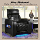 Signature Design by Ashley Boyington Contemporary Leather Match Power Recliner with Adjustable Headrest, Cup Holders, USB Port and Air Massage System, Black Signature Design by Ashley