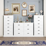 finetones White Dresser 6 Drawer, 47.2'' White Dresser Chest of Drawers, Farmhouse Wide Dresser White Chest of Drawers with Designed Drawer Surfaces, 6 Drawer Dresser Storage Organizer finetones