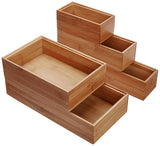 Lipper International 88005 Bamboo Wood Drawer Organizer Boxes, Assorted Sizes, 5-Piece Set Lipper International