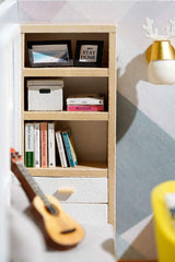 CUTEROOM DIY Doll Room Miniature Furniture Wooden House Kit - Wooden Dolls House Kit with Dust Cover & LED Light and Accessories - QT Series Dollhouse CUTEROOM