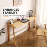 Solid Wood Folding Desk Mid Century Modern Desk, 47'' Foldable Writing Computer Desk for Home Office, Simple Study Makeup Workstation, Wooden Study Office Desk Table for Small Spaces, Natural Color Fetuero