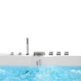 Empava 59 in. Acrylic Alcove Whirlpool Bathtub - Hydromassage Rectangular Jetted Soaking Tub with Center Drain - Waterfall Faucet Empava