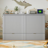 Harper & Bright Designs Queen Size Murphy Bed, Wood Queen Wall Bed with Drawer and a Set of Sockets & USB Ports, Pulley Structure Design, Gray Harper & Bright Designs