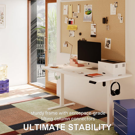Monomi Electric Standing Desk, 63 x 28 inches Height Adjustable Desk, Ergonomic Home Office Sit Stand Up Desk with Memory Preset Controller (White Top/White Frame) Monomi