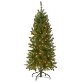 National Tree Company Artificial Pre-Lit Slim Christmas Tree, Green, Kingswood Fir, White Lights, Includes Stand, 4.5 Feet National Tree Company