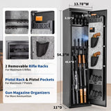 BlackSmith 6 Gun Safe for Home - Rifle and Pistols Long Gun Safe, 0.1s Quick Access Biometric Fingerprint Cabinet, Keypad With Door Panel Organizer, Dual Alarm, Password Memory Function BlackSmith