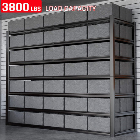 PMKES 7 Tier Garage Shelving Heavy Duty,65" W Garage Shelves, 65" W x 96" H x 24" D Adjustable Storage Shelving Unit, Commercial Metal Shelves for Warehouse, Basement PMKES