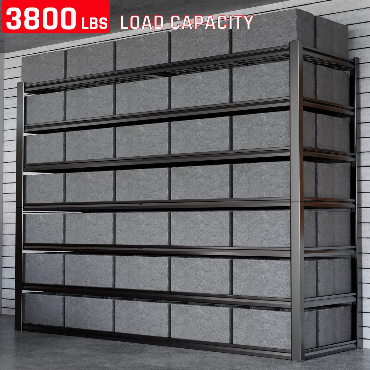 PMKES 65" W Garage Shelving Heavy Duty, 7 Tier Garage Shelves, 65" W x 96" H x 24" D Adjustable Storage Shelving Unit, Commercial Metal Shelves for Warehouse, Basement,2 Pack PMKES