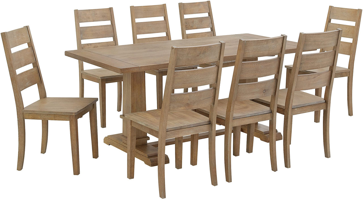 Crosley Furniture Joanna 9-Piece Modern Farmhouse Dining Table Set for 8 with Ladderback Chairs, Rustic Brown Crosley Furniture