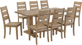 Crosley Furniture Joanna 9-Piece Modern Farmhouse Dining Table Set for 8 with Ladderback Chairs, Rustic Brown Crosley Furniture