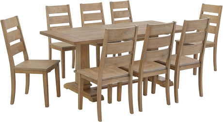 Crosley Furniture Joanna 9-Piece Modern Farmhouse Dining Table Set for 8 with Ladderback Chairs, Rustic Brown Crosley Furniture