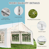 EROMMY 20x40ft Party Tent, Outdoor Wedding Tent, Heavy Duty Large Canopy Carport with Removable Sidewalls, 2 Roll-up Doors, 4 Storage Bags, Gazebo Shelter Tent for Party Event Commercials, White EROMMY