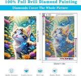 mrpwnle Cat Diamond Painting Kits for Adults-Cat Diamond Art Kits for Adults,5D Diamond Painting, DIY Full Drill Diamond Painting Flowers Gem Art and Crafts Kits 12x16inch mrpwnle