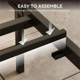 LIKIMIO King Bed Frame with Headboard, Dark Wood Camas King with Strong Supports, Sturdy, Noise-Free, No Box Spring Needed, Charcoal Grey LIKIMIO