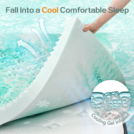 SINWEEK Mattress Topper Memory Foam Mattress Topper 1.5 Inch Queen Soft Mattress Pad for Pressure Relief, 5-Zone Design, CertiPUR-US Certified, Green SINWEEK