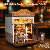 DIY Miniature House Kit, Coffee Shop Book Nook Kit, Mini Building Kit, Dollhouse Kit for Adults and Teens, 3D Wooden Puzzles with LED Light, Craft Kit for Family and Friends(Retro Coffee Shop) ANTREATU