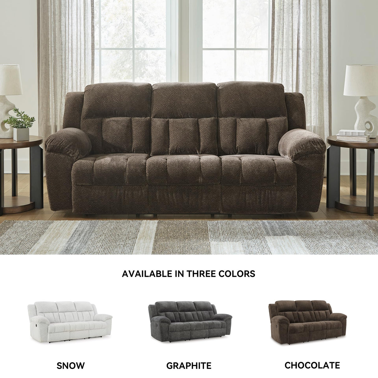 Signature Design by Ashley Frohn Modern Manual Reclining Sofa, Dark Brown Signature Design by Ashley