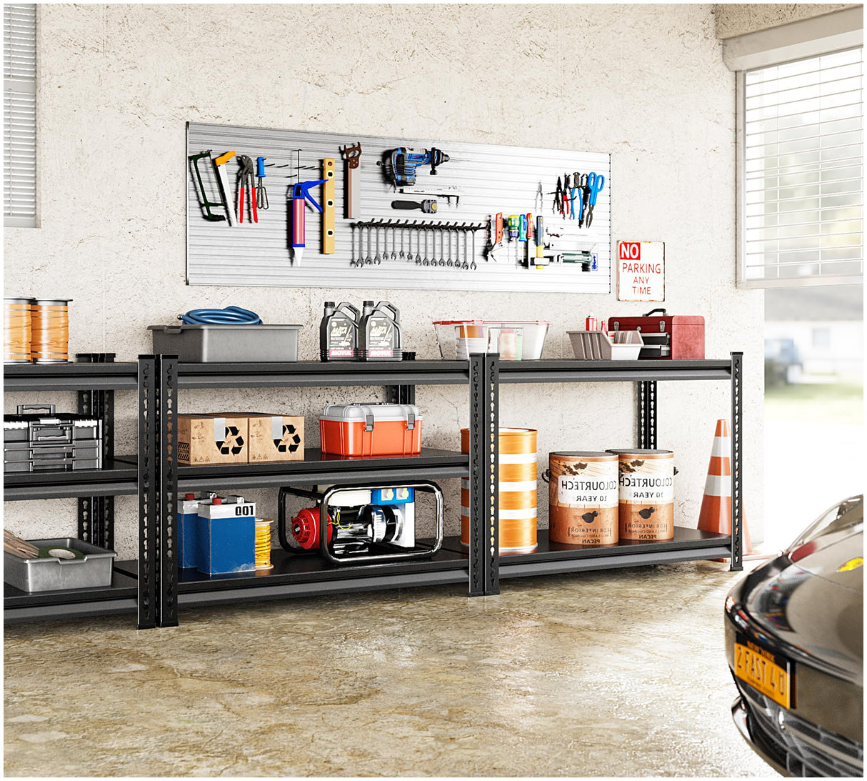 Rufokisa 3-Tier Heavy Duty Garage Shelving, 36" Metal Shelving Unit, 1320 lbs Load Capacity, Industrial Style, 40"W x 18"D x 36"H Rufokisa