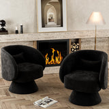 Nolohoo Swivel Barrel Chair Set of 2, Upholstered Swivel Cuddle Accent Chairs for Living Room, Comfy 360 Degree Modern Small Round Armchair for Bedroom, Office (Black, Linen) Nolohoo