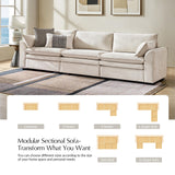 HULALA HOME 106" Modular Sectional Sofa, Oversized 3 Seater Couch with Double-Cushion, Modern Sofa with Deep Seat, Convertible Sectional Couch for Living Room, Ivory HULALA HOME