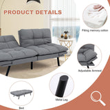 MUUEGM Futon Sofa Bed,Memory Foam Modern Convertible Couch Bed,Folding Futon Sleeper Couch with Compact Living Space,Apartment,Dorm,Bonus Room,71" D x 33" W x 31.5" H,Grey MUUEGM