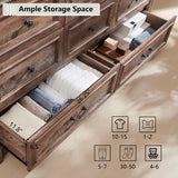 Aitjunz 8 Drawers Dresser for Bedroom, Farmhouse 61" Wide Dressers & Chests of Drawers w/Roman Column, Large Storage Dressers Organizer w/Two Different Drawer Sizes for Bedroom,Living Room,Light Brown Aitjunz