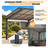 AECOJOY 16' x 10' Gazebo Outdoor Pergola for Patio,10x16 Pergola Carport, Freestanding Lean to Hardtop Gazebo, Pergolas and Gazebos Clearance with Roof, Wall-Mounted Heavy Duty Awnings for Patio AECOJOY