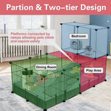 VISCOO 24 Panels Small Animal Playpen,Pet Playpen,C&C Cage for Guinea Pigs,Puppy Play Pen,Bunny Playpen,Indoor Outdoor Portable Metal Wire Yard Fence with Waterproof Mat VISCOO