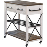 FirsTime & Co. Off-White and Brown Aurora Kitchen Cart, Coffee Bar and Microwave Stand, Island on Wheels with Storage, Wood and Metal, Farmhouse, 31.5 inches FirsTime & Co.