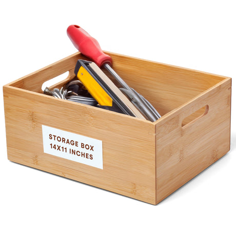 Prosumer's Choice Bamboo Storage Box - Wood Crate - Bamboo Box Storage for Kitchen, Living Room, Office - Arts & Crafts Container Caddy Basket - Home Decor & Organization Accessories 14"L x 11"W x 6"H Prosumer's Choice