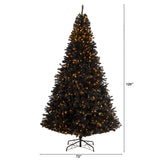 Nearly Natural 10ft. Black Artificial Christmas Tree with 950 Clear LED Lights and 3056 Tips Nearly Natural
